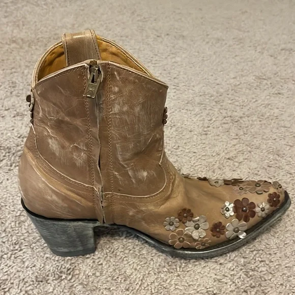 Brown Floral Embellished Ankle Boots by old gringo - Picture 5 of 6